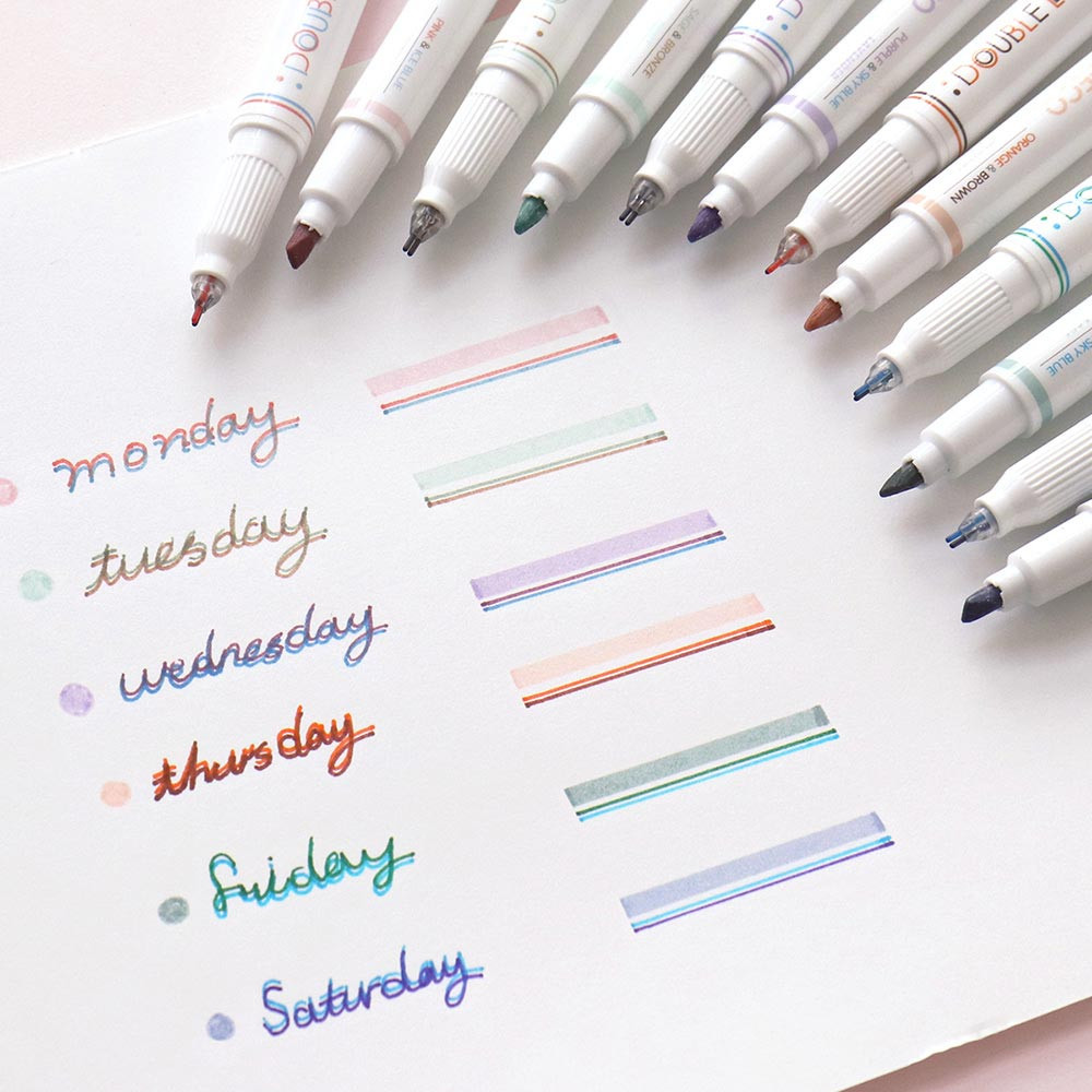Iconic Dual Line Double Ended Color Pen Set